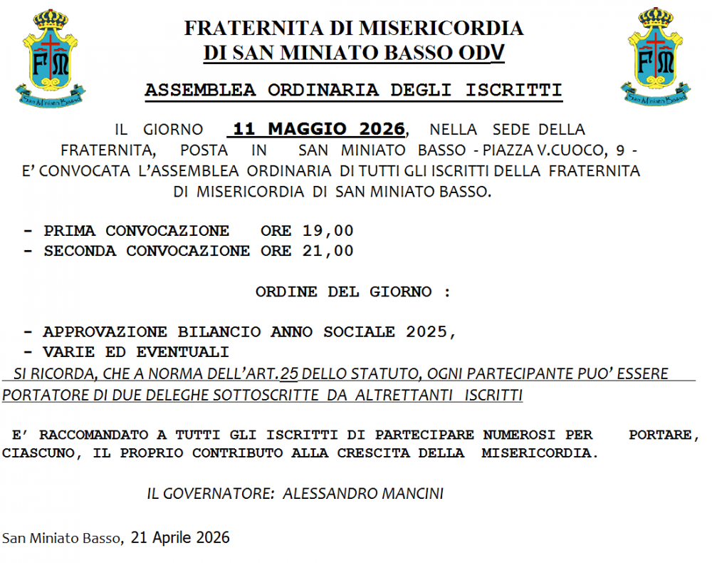 CONVOCAZIONE ASSEMBLEA SOCI